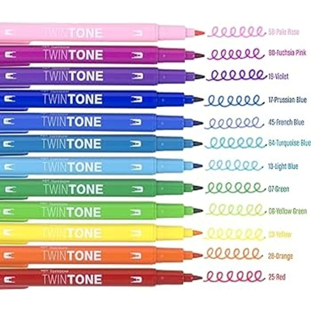 Tombow Twin Tone Marker Rainbow Tonlar Seti