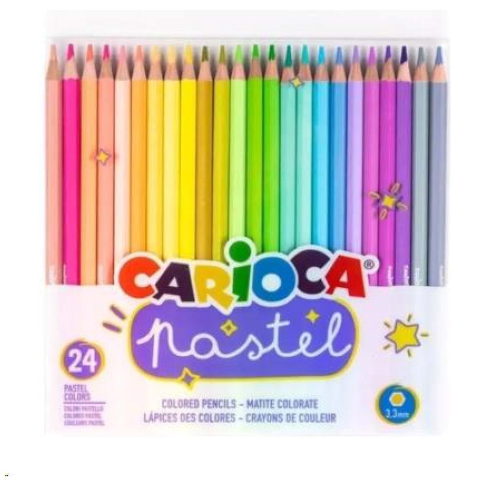 Carioca 43310 Şeffaf Kutu Pastel Renkler Kuru boya 24'lü