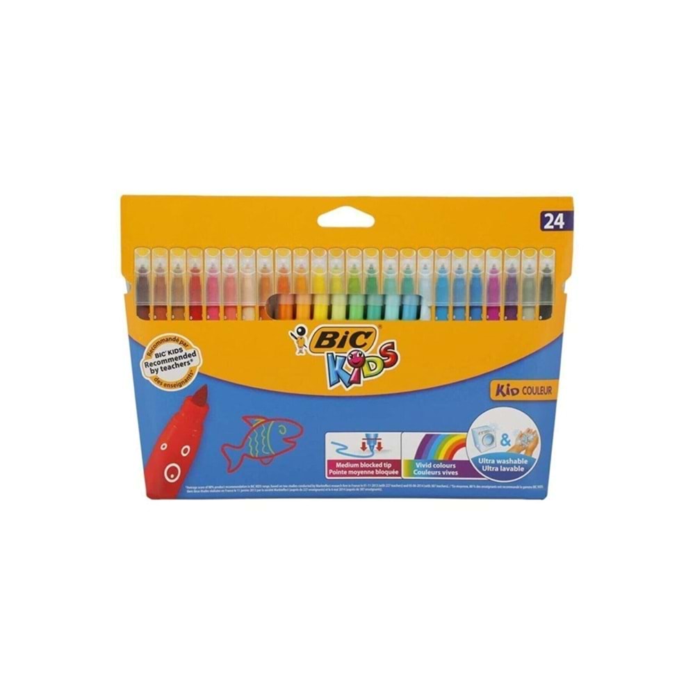 Bic Kids Couleur (Ultra Yıkanabilir) Keçeli Boya Kalemi 24'Lü Kutu