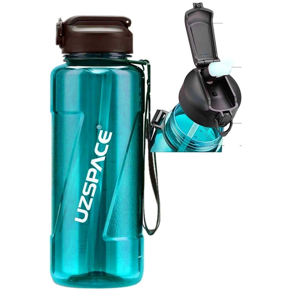 Uzspace 1500 Ml Pipetli Tritan Su Matarası 6058 Turkuaz