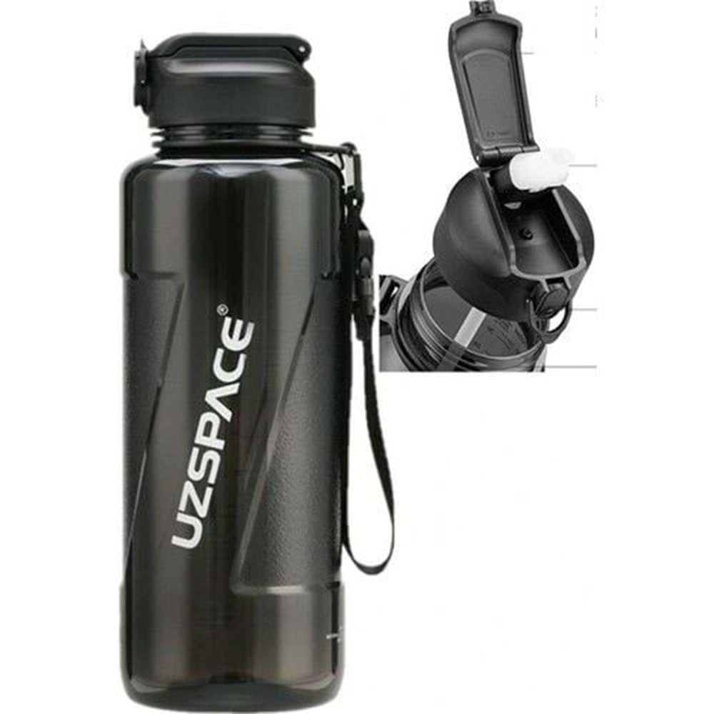 Uzspace 1500 Ml Pipetli Tritan Su Matarası 6058 Siyah