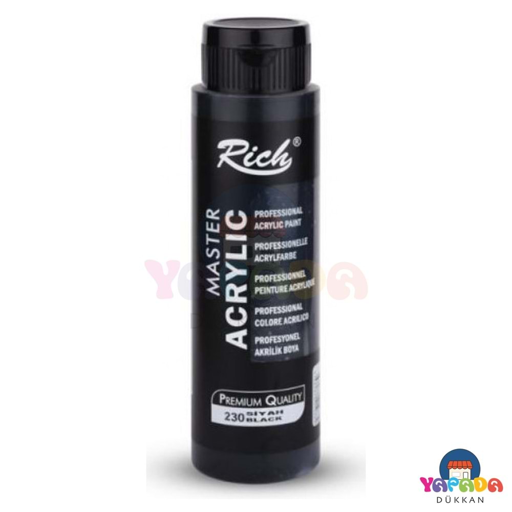 Rich Master 01988 500 ml Siyah Su Bazlı Akrilik Boya