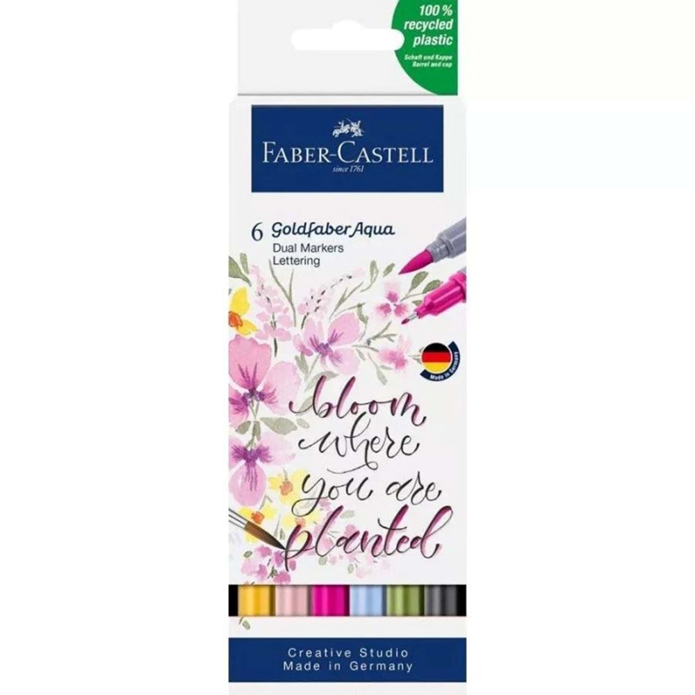 Faber Castell Aqua Çift Uçlu Markör Kalem 6 lı Lettering