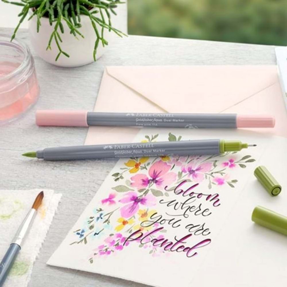 Faber Castell Aqua Çift Uçlu Markör Kalem 6 lı Lettering