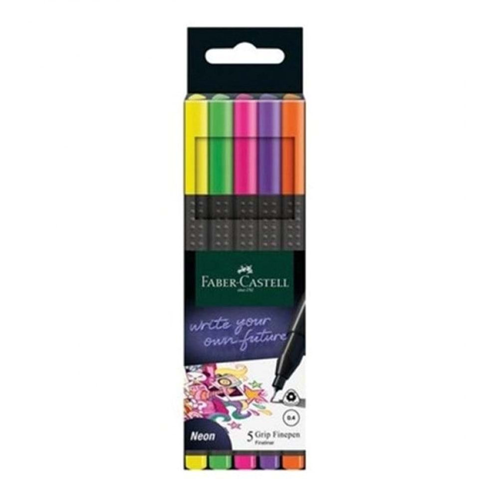 Faber - Castell Grip Finepen 0.4 mm Neon 5 Lİ