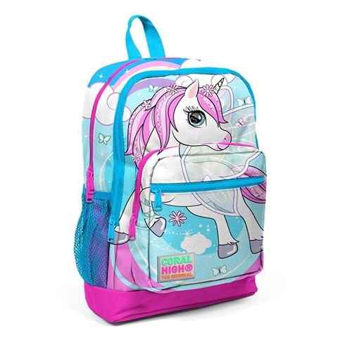 Coral High Unicorn Desenli Dört Bölmeli Boy Okul Sırt Çantası 23711