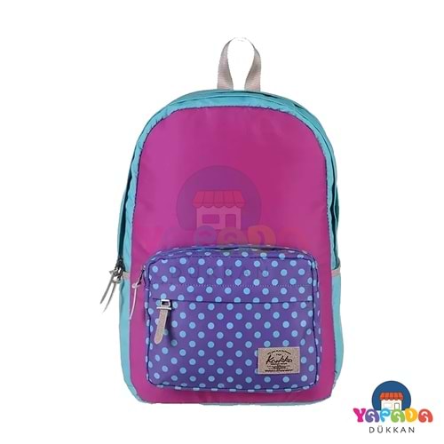 Kaukko 3 Colors Dots Su Geçirmez Okul ve Günlük Sırt Çantası Turkuaz-Mor Puantiyeli K1366