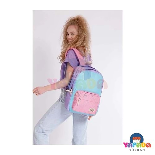 Kaukko 3 Colors Love Su Geçirmez Okul ve Günlük Sırt Çantası Çok Renkli K1368