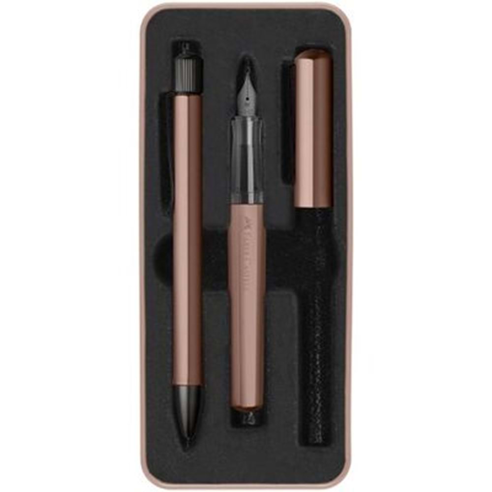 Faber-Castell Hexo Dolma ve Tükenmez Kalem Set Bronz