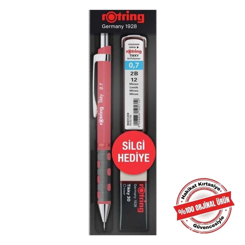 Rotring Tikky Min Silgi 3'lü Okul Seti- 0.7 Kırmızı