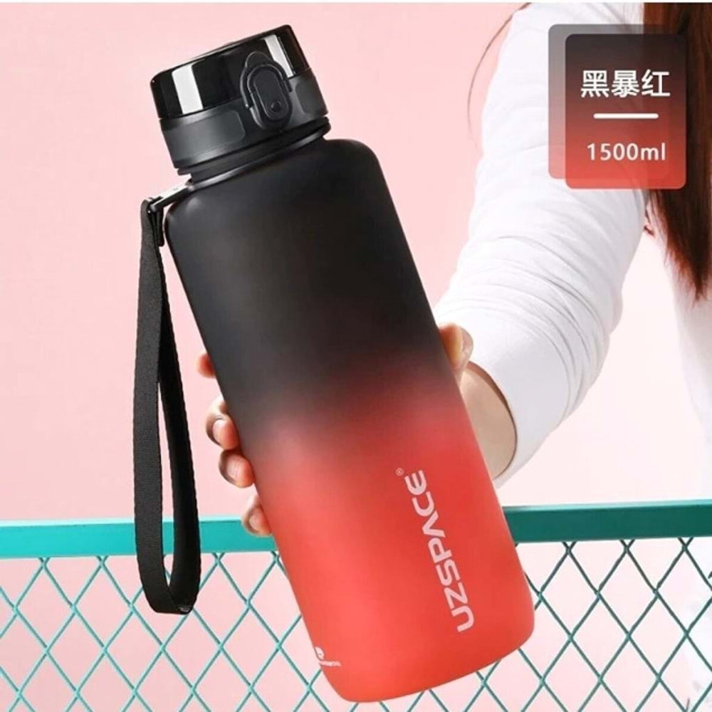 Uzspace 1500 Ml Tritan Su Matarası 3056 Siyah - Kırmızı
