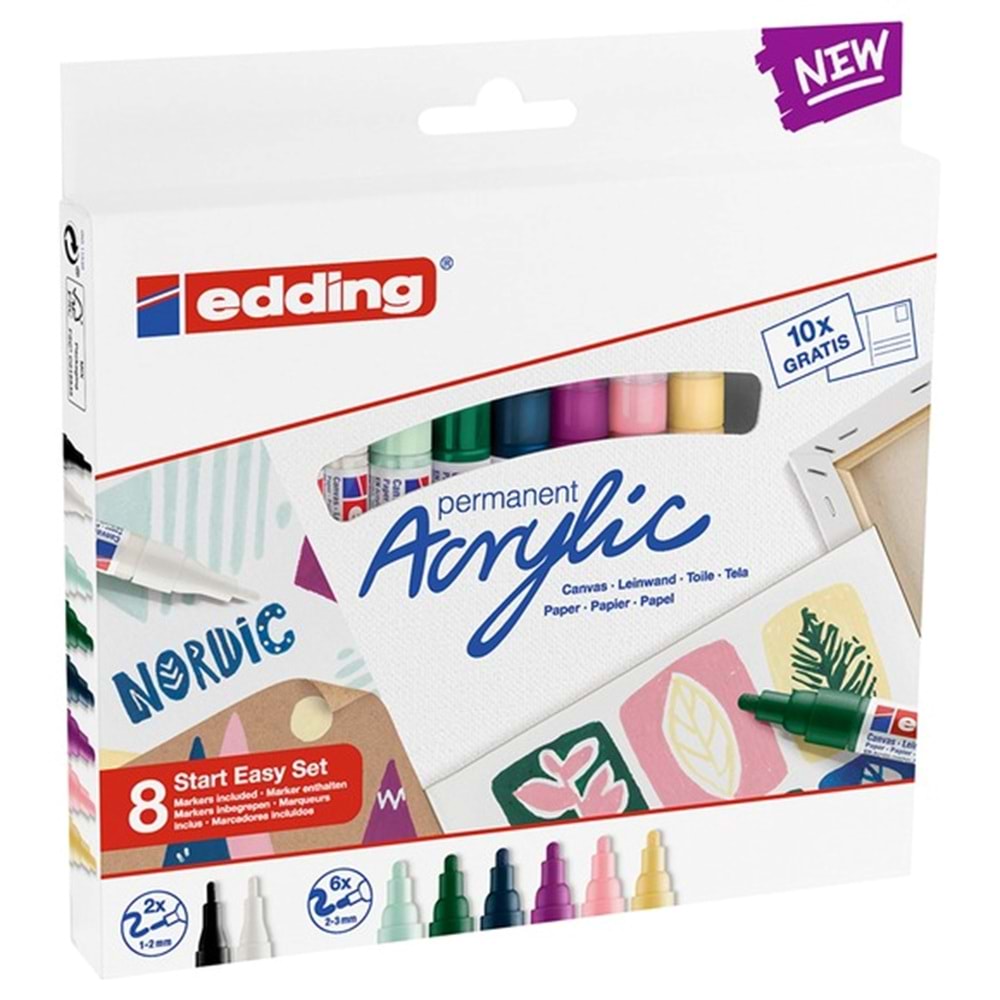 Edding Acrylic Kolay Başlangıç Seti 8 Renk Nordic