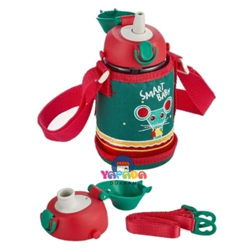 Vagonlife Uzspace 480 Ml Kılıflı Yedek Kapaklı Tritan Su Matarası Yeşil Vgn-2011