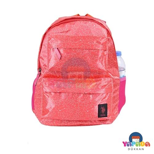 U.S. Polo Assn. Yıldızlar Suya Dayanıklı Çok Bölmeli Polyester Okul Sırt Çantası 27x40x16 cm Turuncu PLÇAN22131