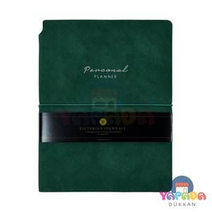 Victoria's Journals Kuka Personal Planner Defter A5 80 gr. 96 yp. Çizgili Yeşil