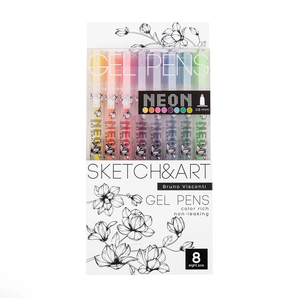 Bruno Visconti Sketch&Art Jel Tükenmez Kalem Seti Neon 8 Renk