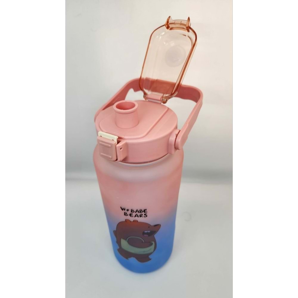 Taros Quokka 2000 Ml Pembe-Mavi Çift Başlık We Babe Bears Su Matarası Cn-0111