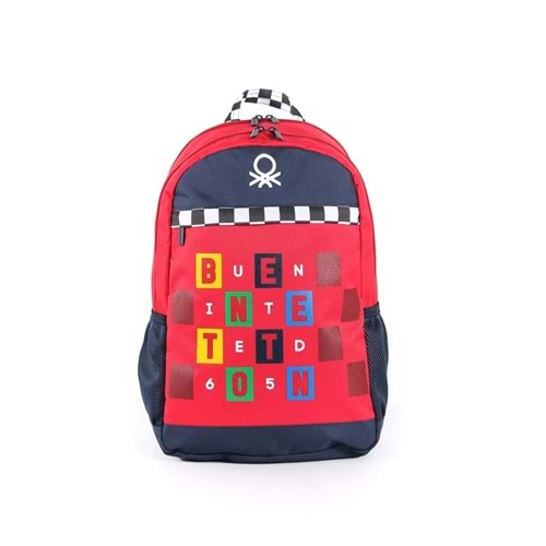 United Colors of Benetton Çift Bölmeli Yan Cepli 45x30x14 cm İlkokul Sırt Çantası Lacivert-Kırmızı 03766