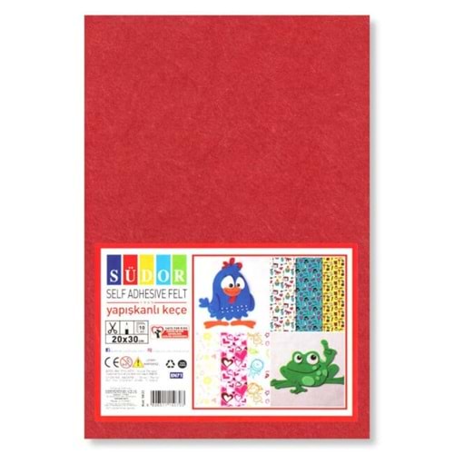 Südor Yapışkanlı Keçe 20x30 cm 10'lu Karışık Renkler SK33