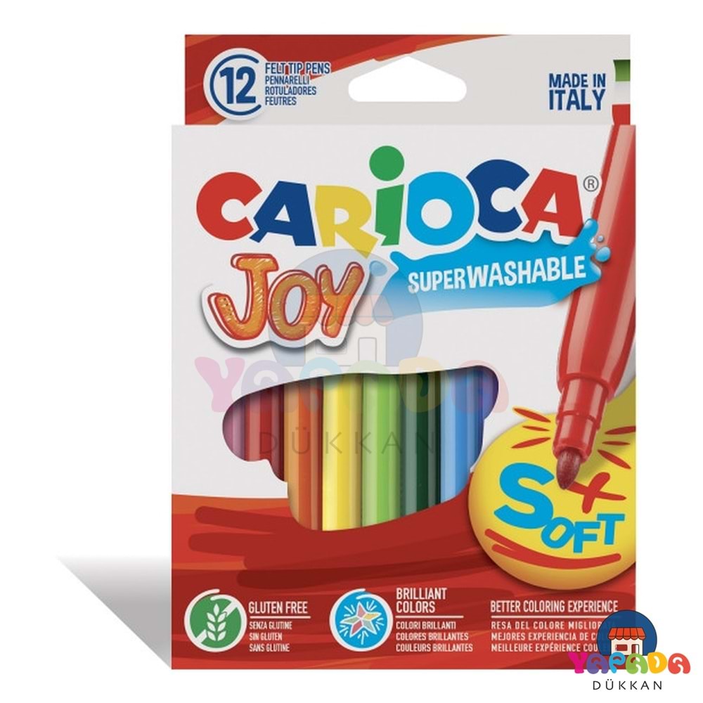 Carioca Joy 40614 Süper Yıkanabilir 12 Renk Keçeli Boya Kalemi Seti
