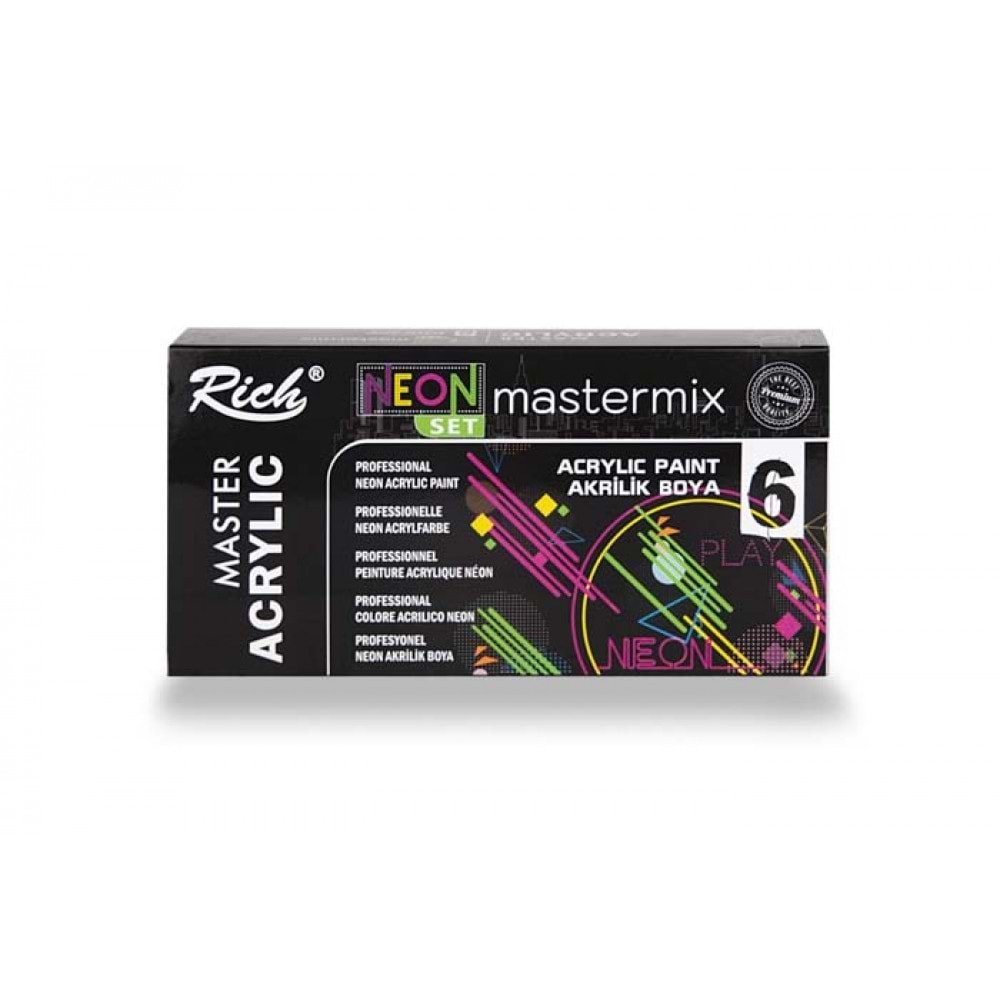 Rich Mastermix Akrilik Boya 60cc 6lı Set Neon Renkler