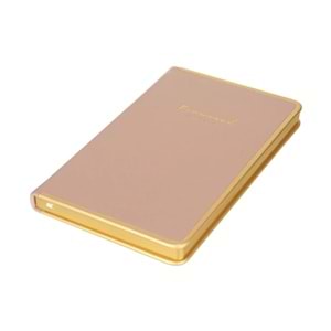 Victorias Journals Monaco Vegan Deri Sert Kapak 100gr 96 Yaprak 13x21Kenar Altın Demir ve Altın Yaldız Çizgili Pudra