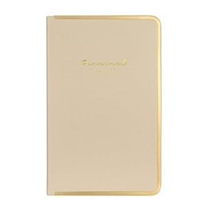 Victorias Journals Monaco Vegan Deri Sert Kapak 100gr 96 Yaprak 13x21Kenar Altın Demir ve Altın Yaldız Çizgili Krem