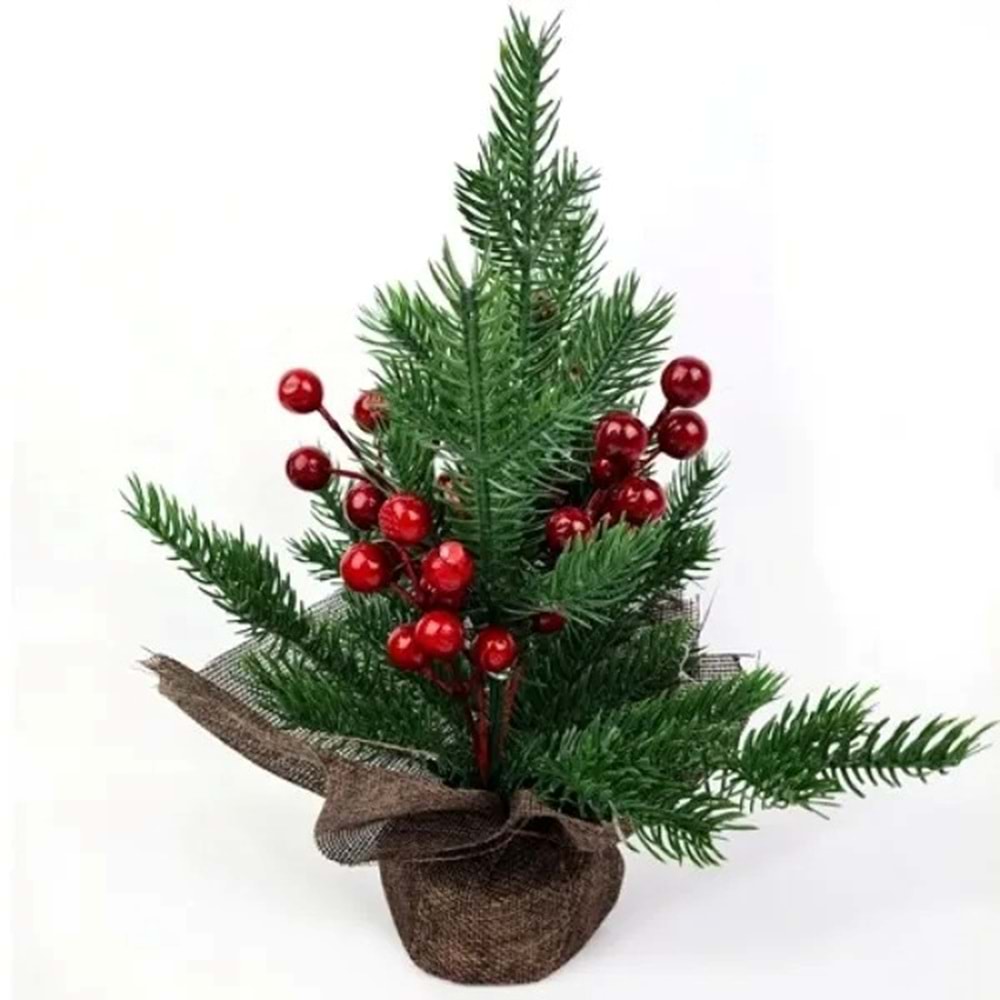 Çuhalı 30 Cm Süslü Çam Ağacı