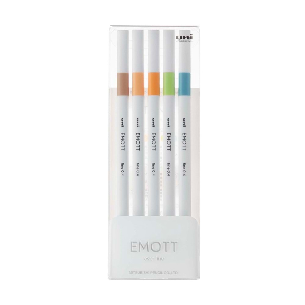 Uni Emott 0.4 Fine Akrilik Uçlu Kalem 5Li Doğa Renk