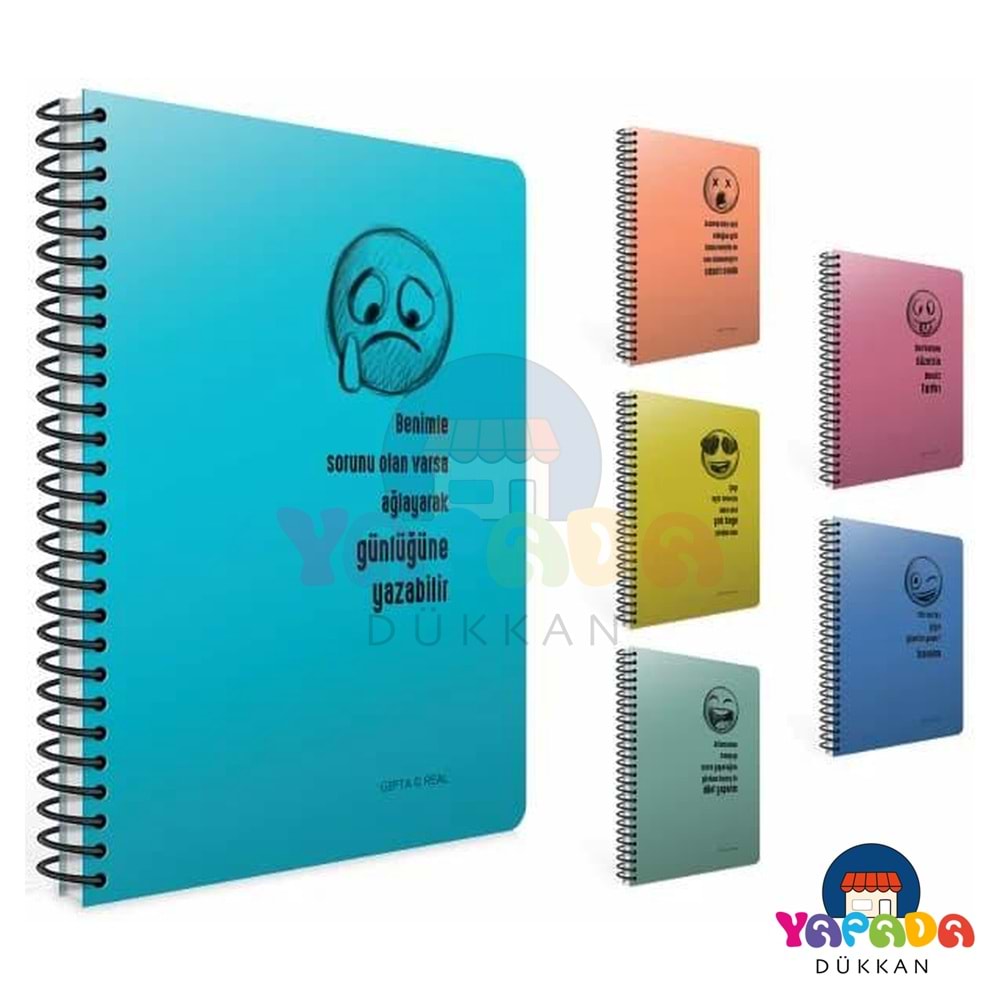 Gıpta Real 7231 A4 100 Yaprak Kareli Spiralli PP Kapak Asorti Renk Defter