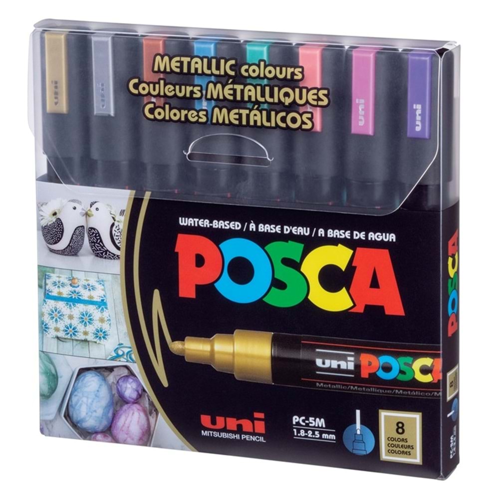 Uni Posca Akrilik Marker Seti 8'li Metalik Renkler PC-5M / 1.8-2.5 mm