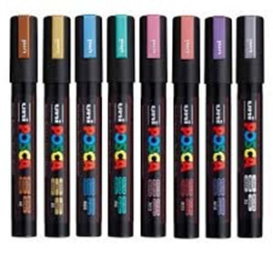 Uni Posca Akrilik Marker Seti 8'li Metalik Renkler PC-5M / 1.8-2.5 mm