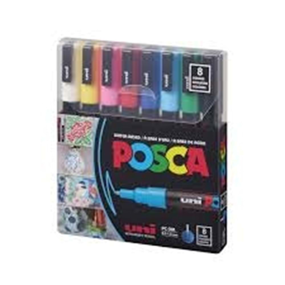 Uni Posca Akrilik Marker Seti 8'li Ana Renk / 0.9-1.3