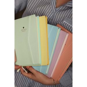 Victoria's Journals Geçmeli ve Cepli Defter A5 Ivory 80 gr 128 yp Çizgili Pastel Pembe