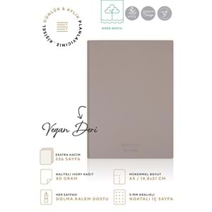 Victorias Journals Softtones Esnek kapak Defter A5 80 gr. Krem 128 yp. Noktalı Kahverengi