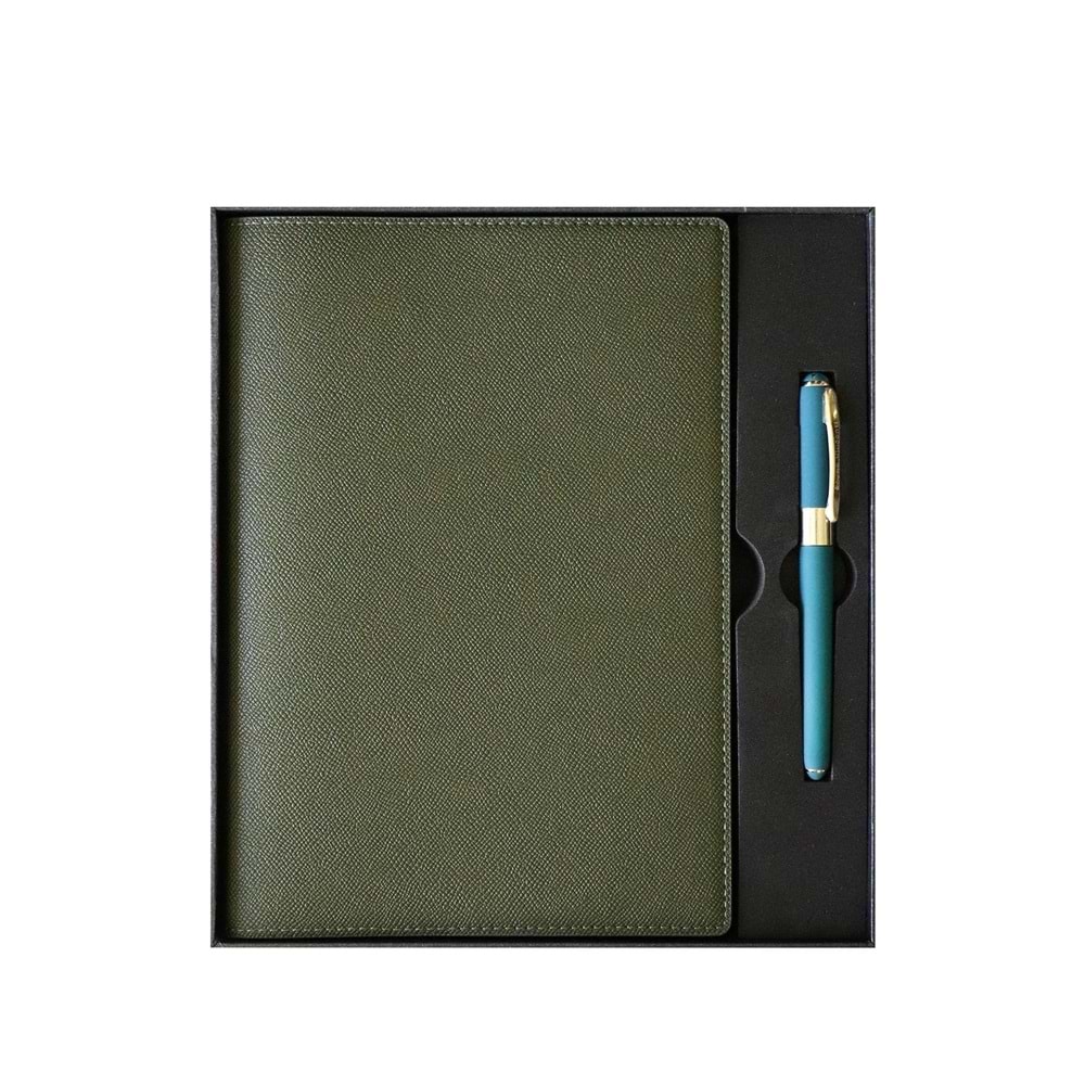 Victoria's Journals Kutulu Yönetici Defteri 19X25 Cm 100 Gr. Ivory 96 Yp. + Monaco Kalemli Haki