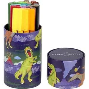 Faber - Castell Keçeli Kalem Seti Dinozor Temalı Teneke Kutu 20 Renk