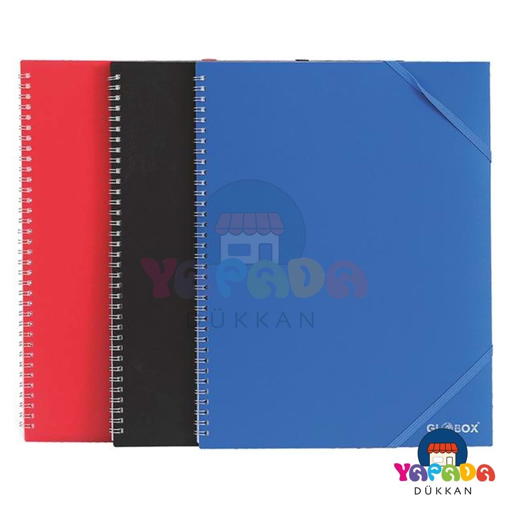 Globox 6447 30 Yaprak Spiralli Lastikli Sunum Dosyası – Asorti Renk