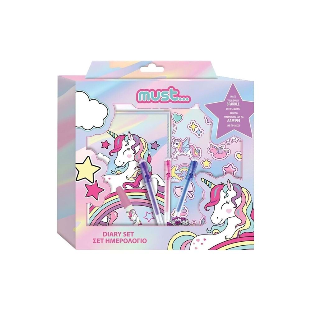 Must Unicorn Temalı Günlük + Kalem, Sticker Kutusu