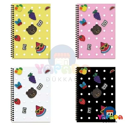 Keskin Color Fun 323252-99 A5 80 Yaprak Kareli PP Kapak Spiralli Defter
