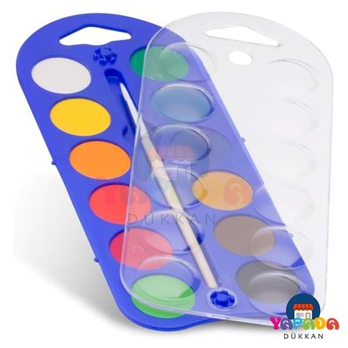 Primo 110A12B 25 mm Tablet Sulu Boya Seti 12 Renk ve Fırça