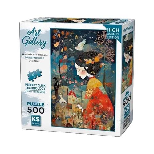 Ks Games A Woman In Red Kimono Puzzle 500 Parça - Ks Games Puzzle