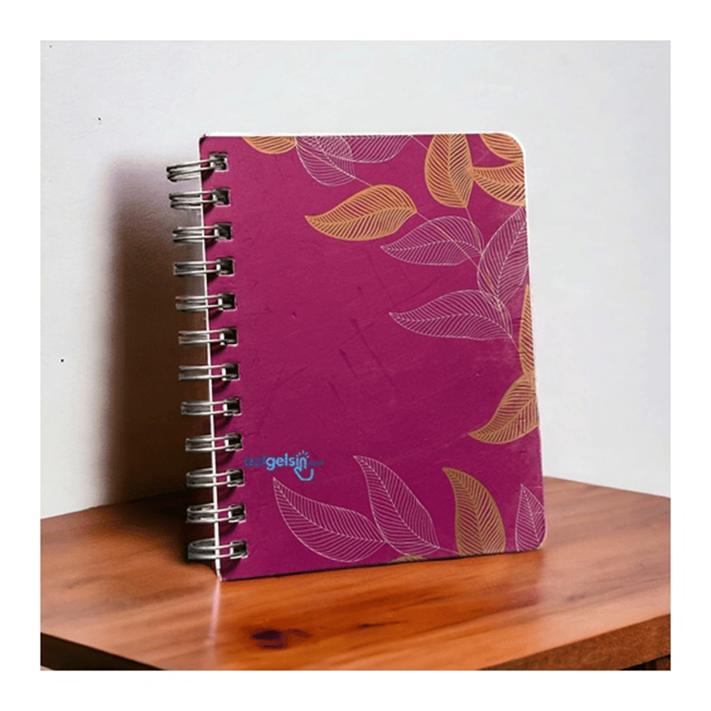 My Mia Art Fuşya Yaprak Spiralli Defter