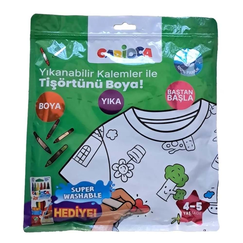 Carioca Tişört Boyanabilir Keçeli Kalem Hediyeli 4-5 Yaş