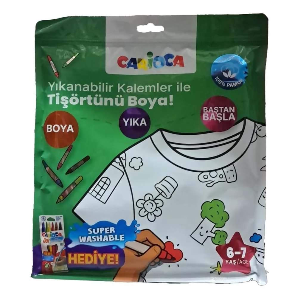Crioca Tişört Boyanabilir Keçeli Kalem Hediyeli 6-7 Yaş