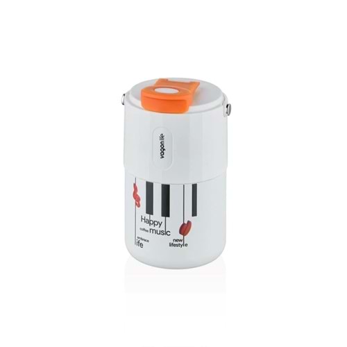 Vagonlife Tumbler 400 ML Kahve Bardağı/Mug Pipetli/Rahat İçim Paslanmaz Çelik Termos VGN2050 BEYAZ