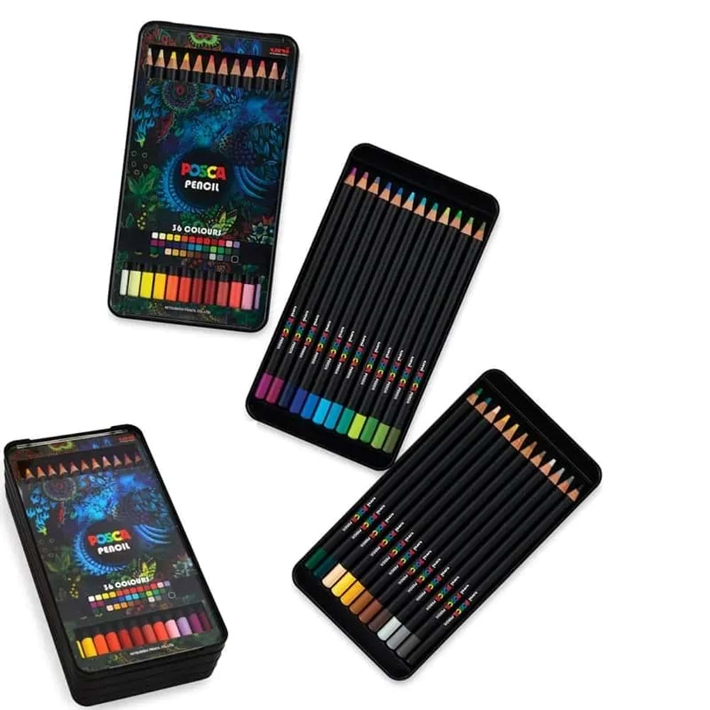 Uni Posca Pencil Boya Kalemi 36 Renk Kalem Kutu Set