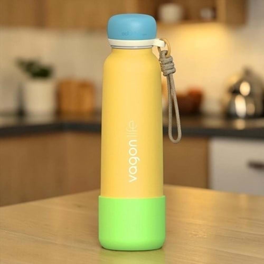 Vagonlife 750 Ml Pipetli Çelik Termos Paslanmaz Sızdırmaz Sarı Vgn-1106
