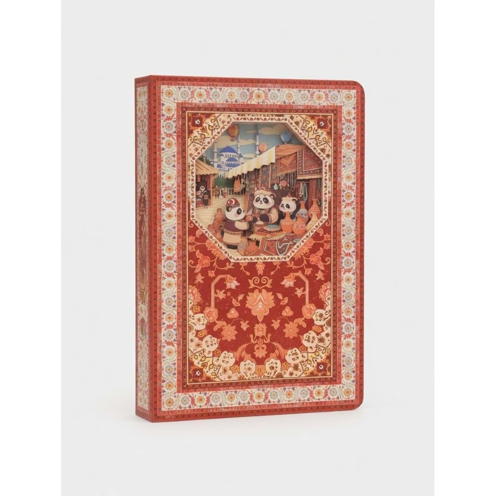 Vagonlife VGN-N098 3D Etnik Motifli Defter Panda & Pazar Temalı