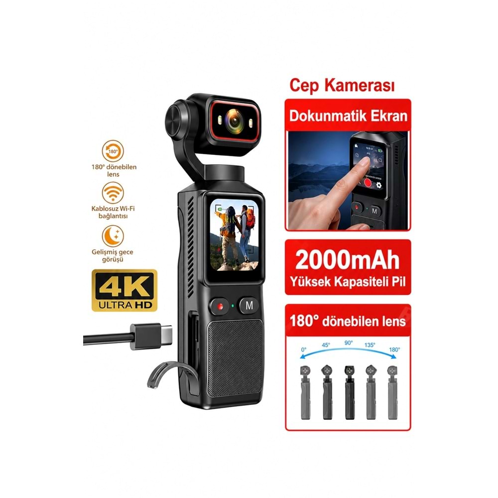 Blackbird Game Center Glr L19 4K Ultra HD Wi-Fi Vlog Kamerası 180 Dönebilir Lens, 6 Eksenli Sarsıntı Önleyici